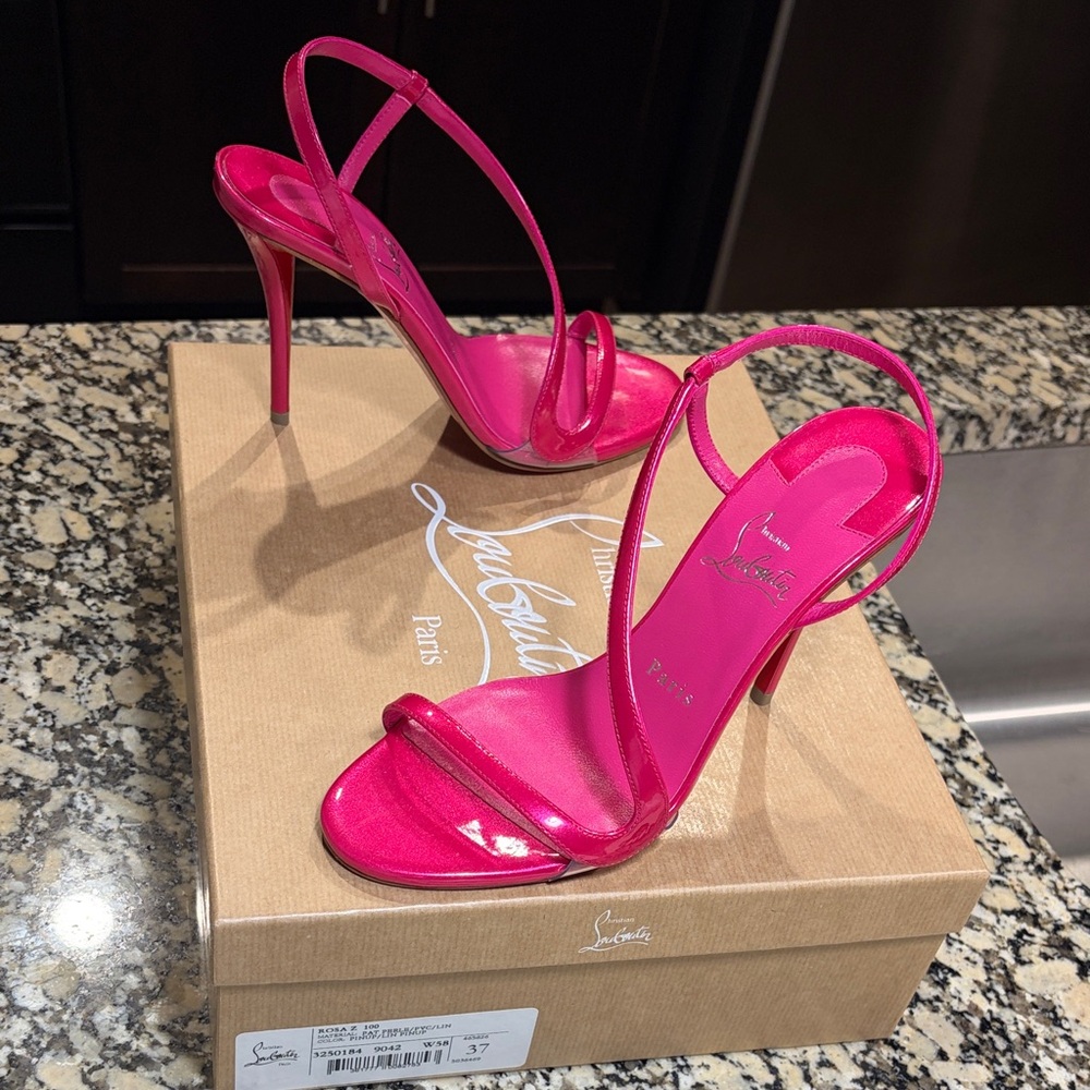 Christian Louboutin Hot Pink Patent Leather Stiletto Sandals